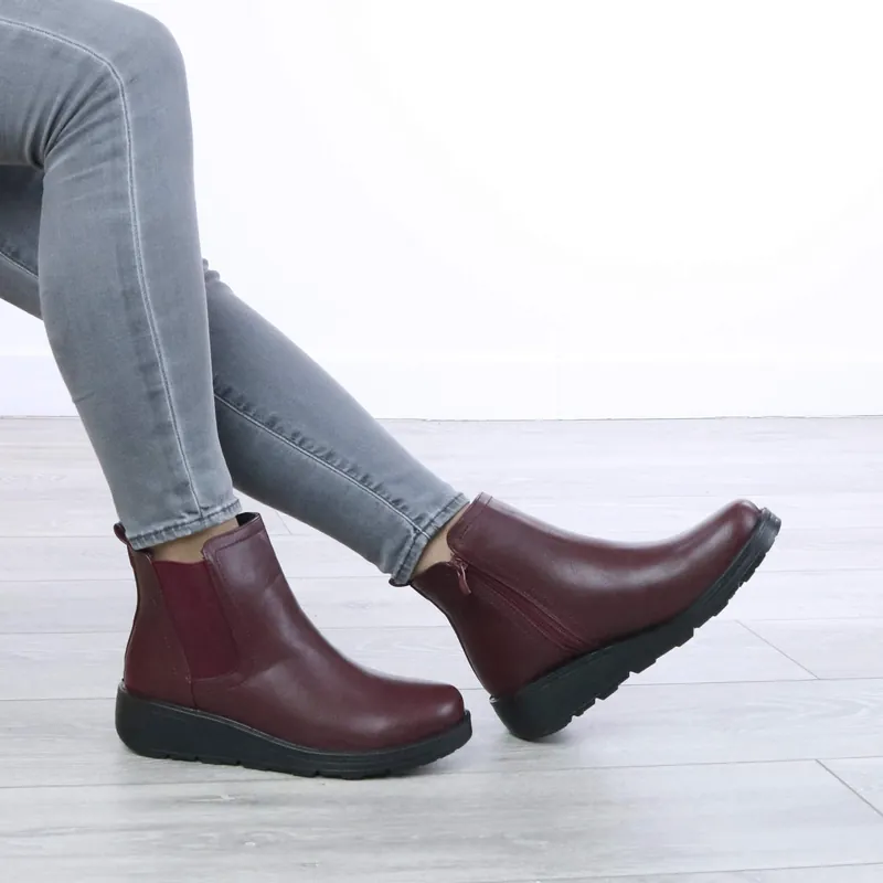 Low Wedge Heel Chelsea Comfort Ankle Boots - AJVANI