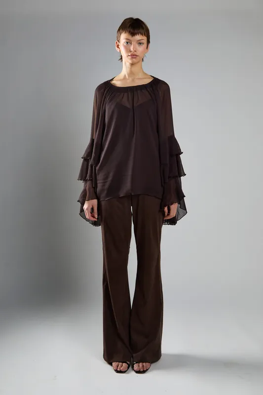 Suede Flared Trousers - Shnoo