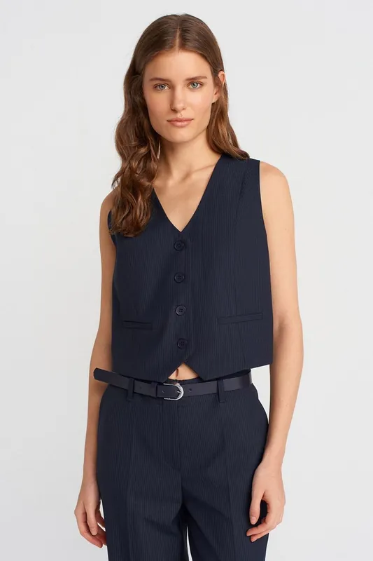 Cropped V-neck Button Waistcoat