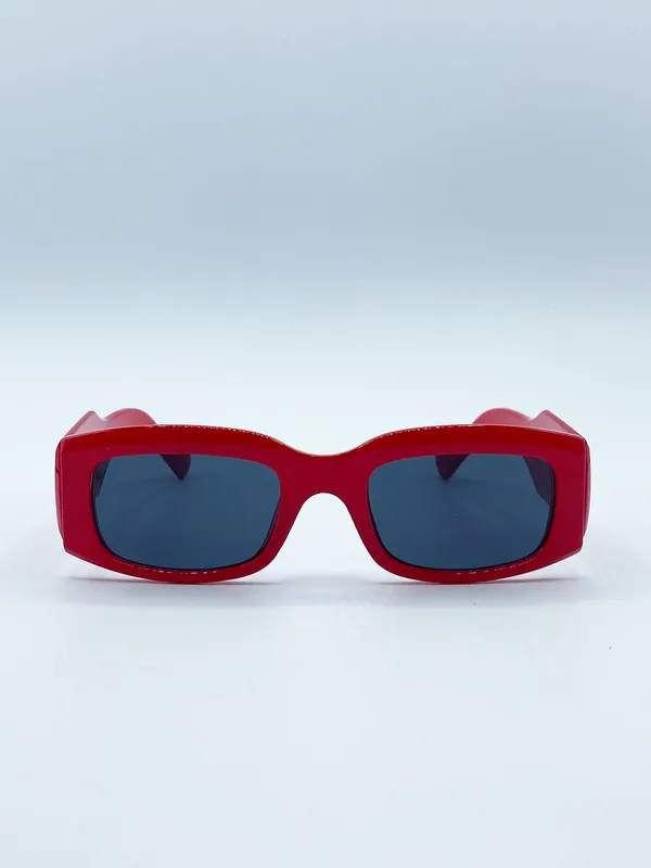 Chunky Rectangle Sunglasses in Red - SVNX