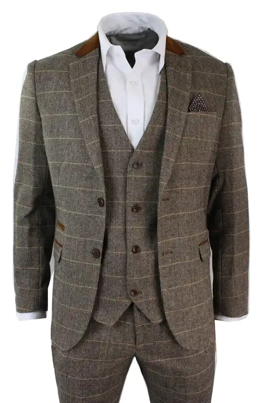 3 Piece Tweed Check Suit - Infinity Leather