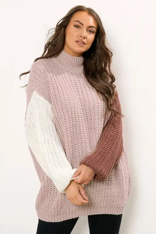 Colourblock Knitted Jumper - Yours
