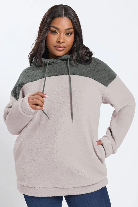 Colourblock Teddy Fleece Hoodie - Yours