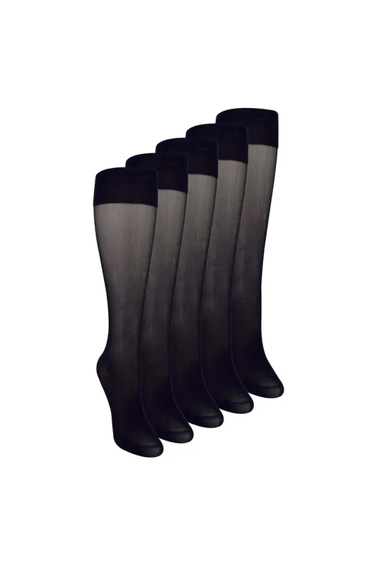 5 Pack Knee High Pop Socks 15 Denier Lightweight Sheer Socks - Sock Snob