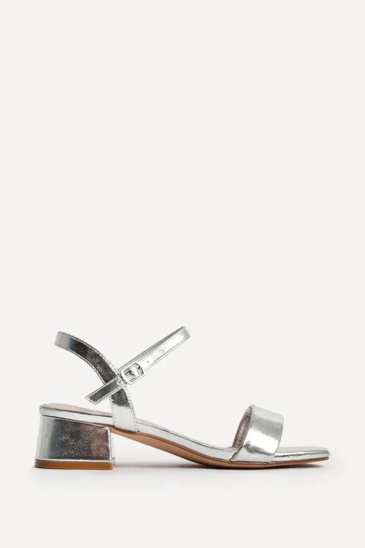 Carlie Wide Fit Silver Faux Leather Low Heels - Linzi
