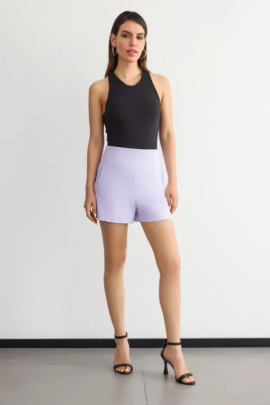 High-Waist Woven Shorts with Pocket Detail