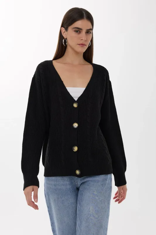 V-Neck Buttoned Cardigan