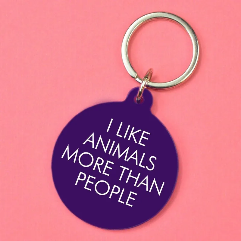 I Like Animals More than People Keyring - Flamingo Candles
