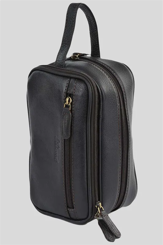 'Viaggio' Real Leather Toiletry Washbag - Ashwood Leather