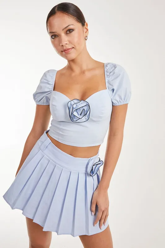 Corsage Puff Sleeve Top - Pink Vanilla