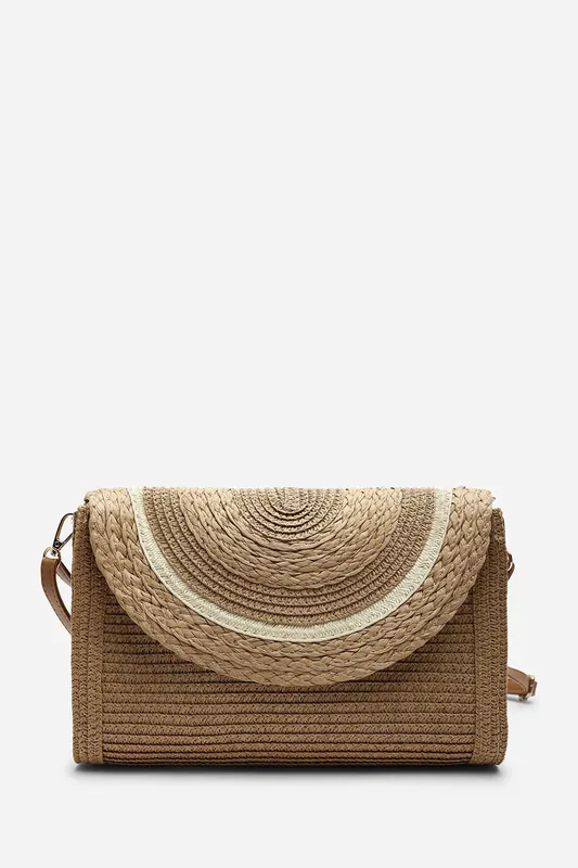 Alto Raffia Fold Over Clutch Bag - Where's That From