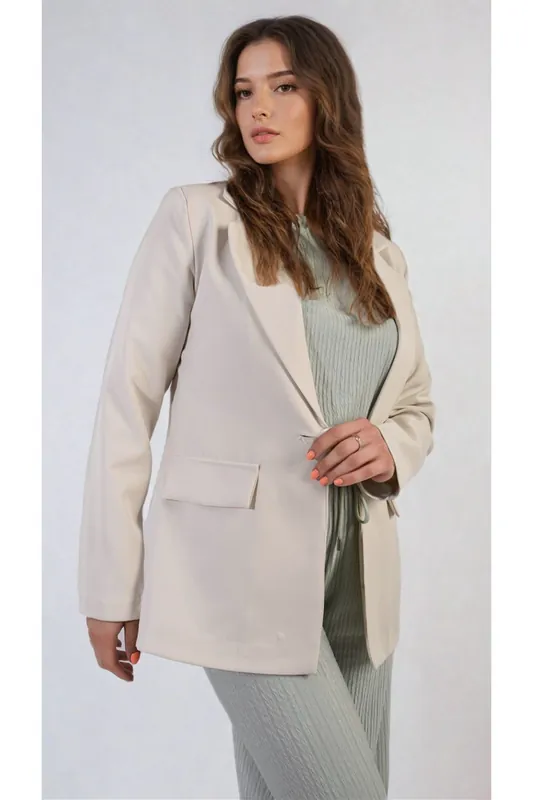 Jemma Open Front Oversized Casual Blazer - IKRUSH