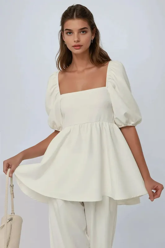 Baloon Square Neck Soft Blouse - Hiccup