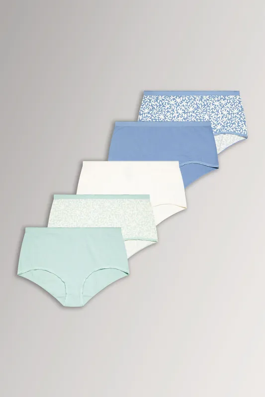 5 Pack Leaf Print Full Briefs - Yours