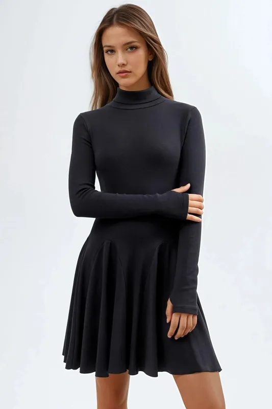 Mini Turtleneck Jersey Dress - Busem