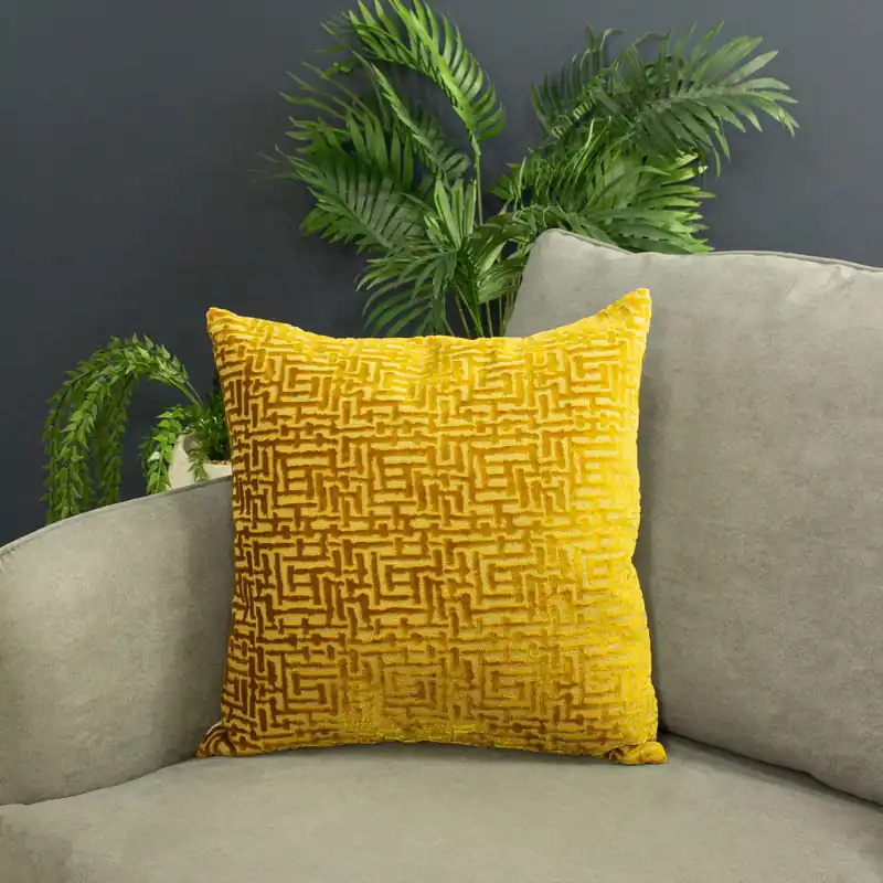 Delphi Maze Cut Velvet Cushion - Paoletti
