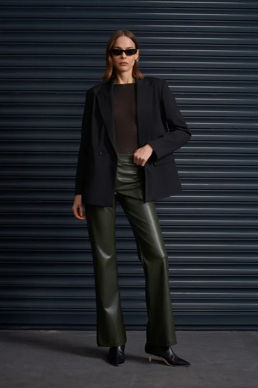 Women's Faux Leather Flare Pants - Dilvin