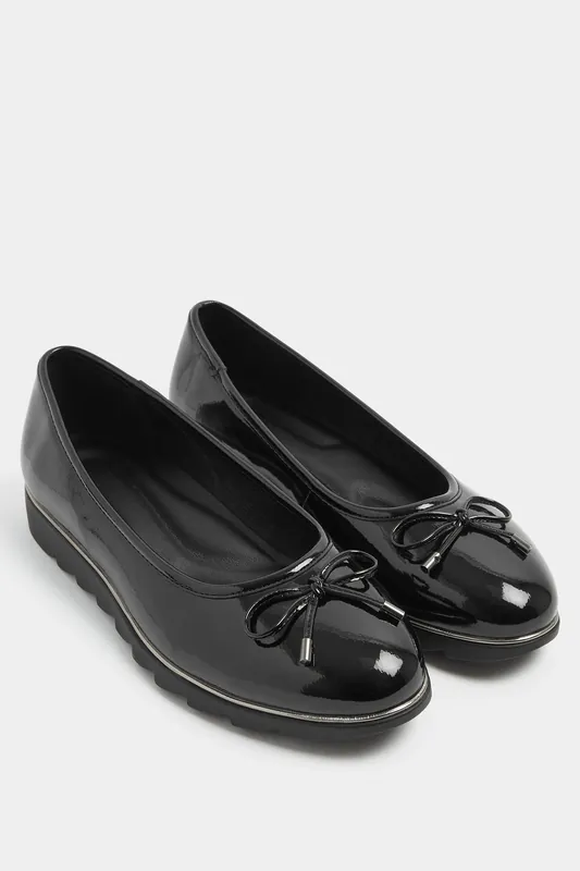Patent Ballet Pumps In Wide E Fit - Yours