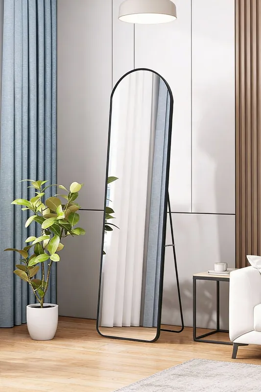 Modern Arched Metal Frame Full Length Mirror - Living and Home