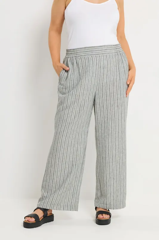 Stripe Linen Look Trousers - Yours