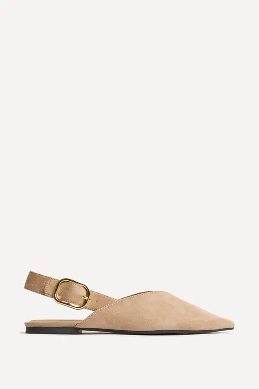 Lorna Beige Faux Suede Ballet Flats - Linzi