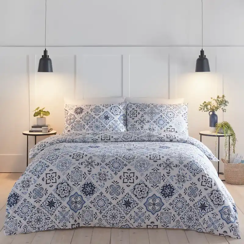Porto Geometric Bohemian Duvet Cover Quilt Set With Pillow Case - Portfolio Home