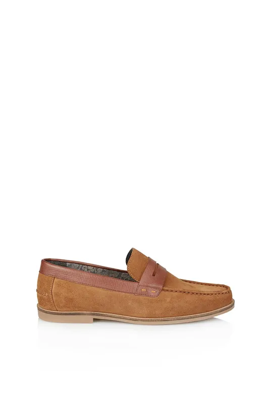 Ancona Suede Penny Loafer - Silver Street London