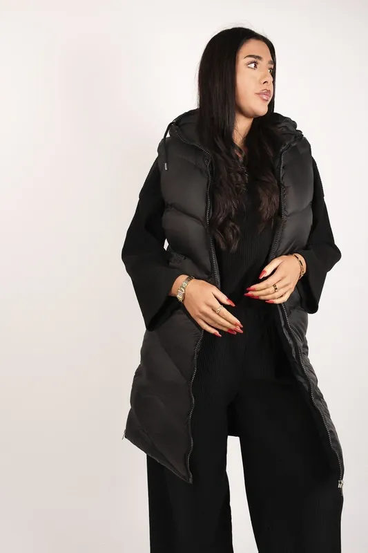 Naloria Longline Hooded Puffer Gilet - IKRUSH