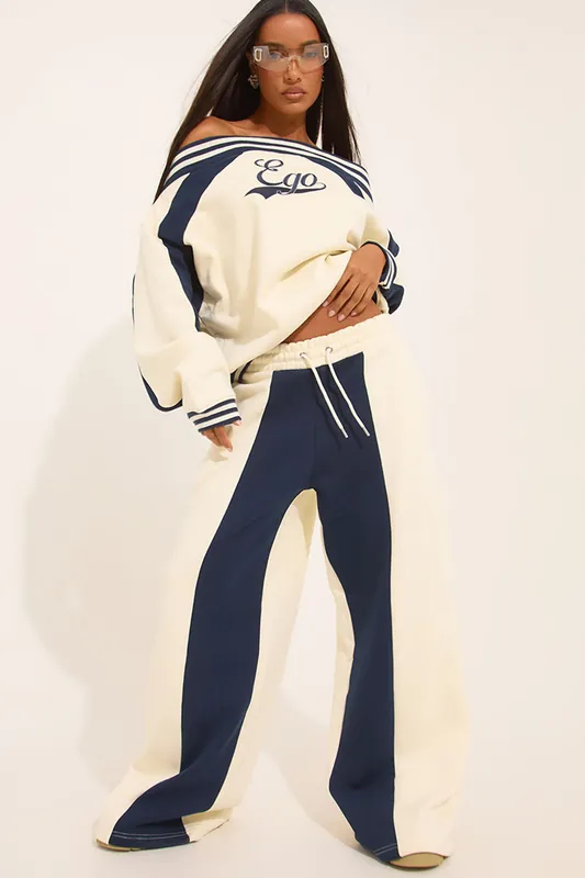 Wide Leg Contrast Stripe Joggers - EGO