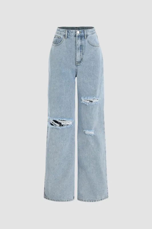 Destroyed Wide Leg Jeans - Hiccup