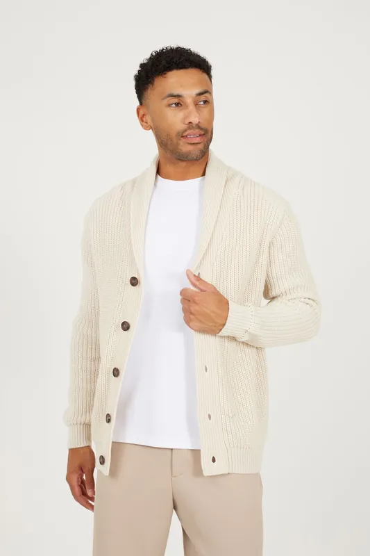 Shawl Neck Chunky Knit Cardigan - Brave Soul