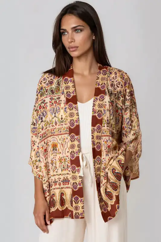 Paisley Print Embellished Kimono - Aftershock London