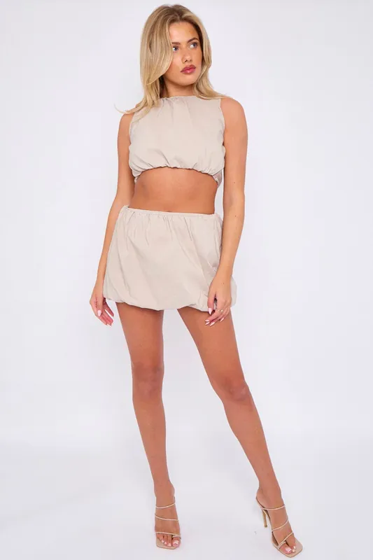 Puffed Crop Top and Skirt Co-ord