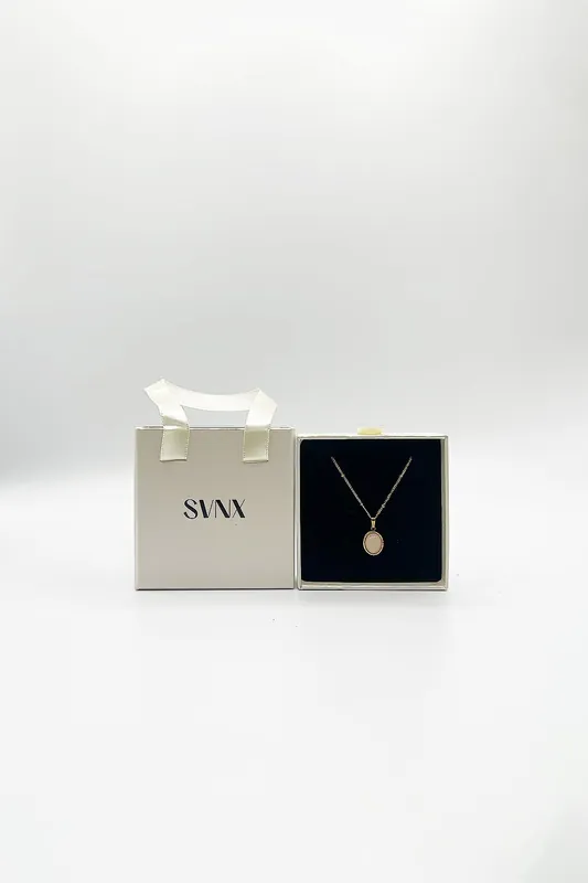 Pink Stone Pendant Necklace - Gift Boxed