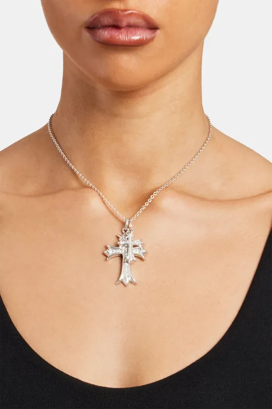Double Iced Cross Necklace - Cernucci