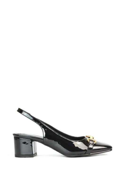 Selena' Slingback Mid Heels With Square Toe - XY London