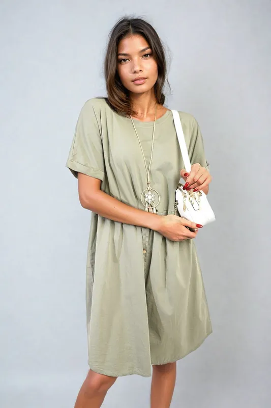 Aileen Short Sleeve Button Front Midi Dress - IKRUSH