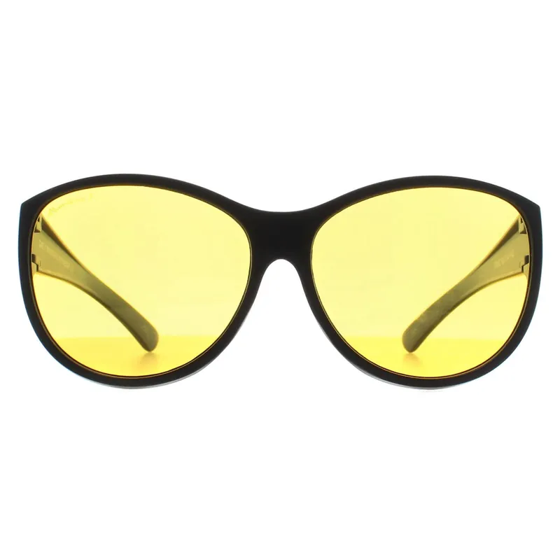 Butterfly Matte Black Yellow Polarized FO8 Fit Over Glasses Night Driving Sunglasses - montana