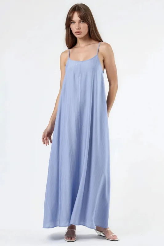 Loose Fit U Collar Midi Dress - Busem