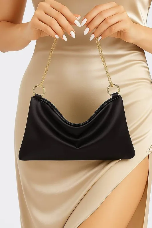 Evening Satin Bridal Wedding Prom Party Clutch Shoulder Bag - AJVANI