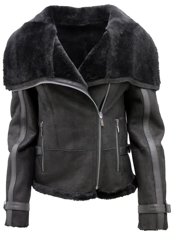 Merino Sheepskin Aviator Leather Jacket-Asmara
