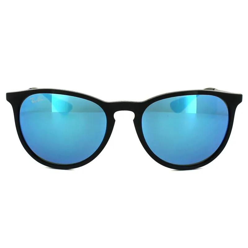 Round Black & Gunmetal Blue Mirror Sunglasses - Ray-Ban