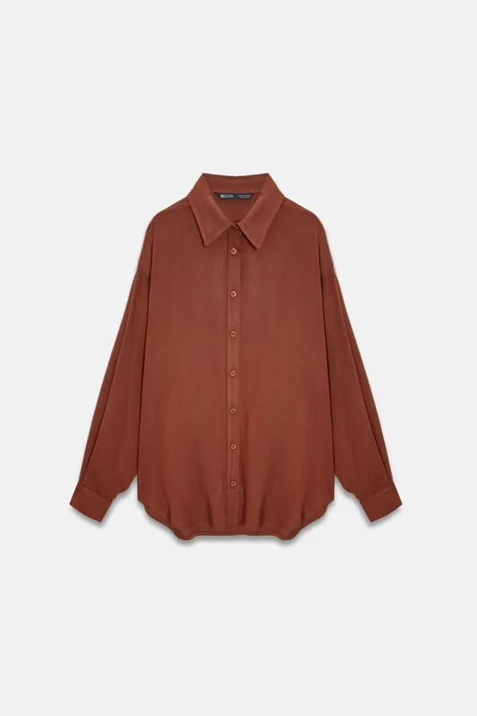 Oversized Crepe Button Shirt - Dilvin