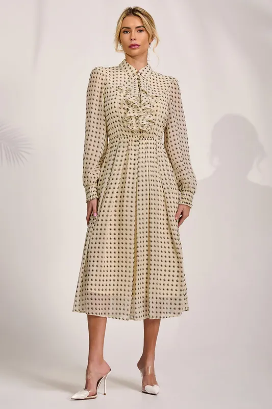 Chiffon Print Ruffled Shirt Dress - Jolie Moi