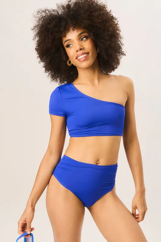 Cobalt Blue High Waist Bikini Bottom - Gini London