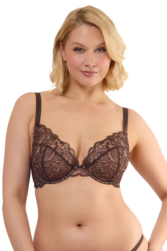 Sierra Brown Embroidery 'Plunge Bra' - Playful Promises