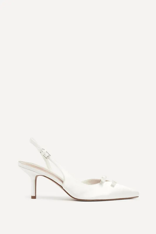 Bound Bridal Ivory Satin Bow Heels - Linzi