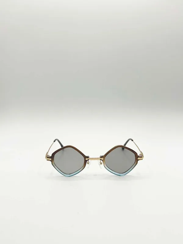 Diamond Shape Sunglasses in Brown Blue - SVNX