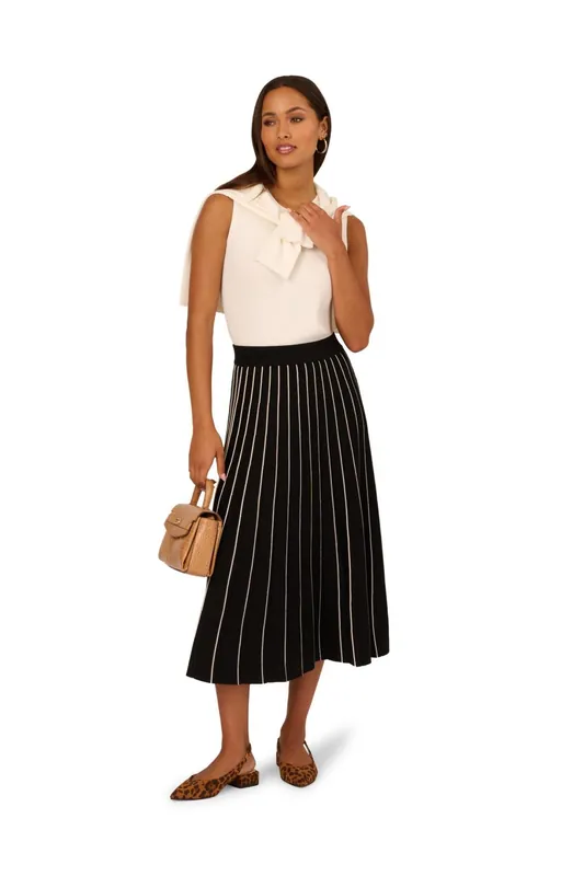 Pleated Pinstripe Skirt - Adrianna Papell
