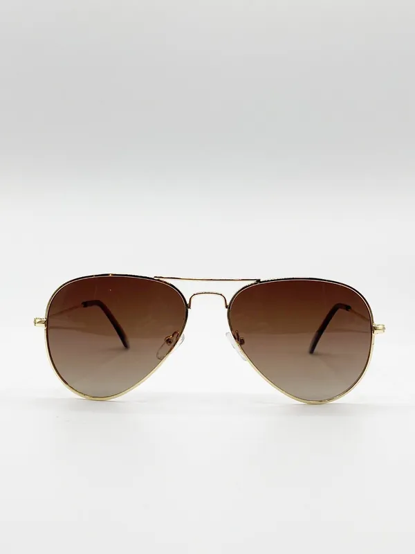 Classic Brown Aviator Sunglasses Polarized - SVNX